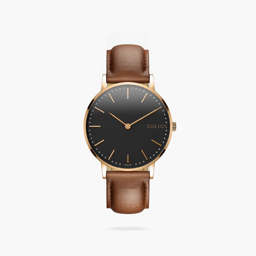 Black + Rose Gold Solar Classic (Brown Eco Vegan Leather)