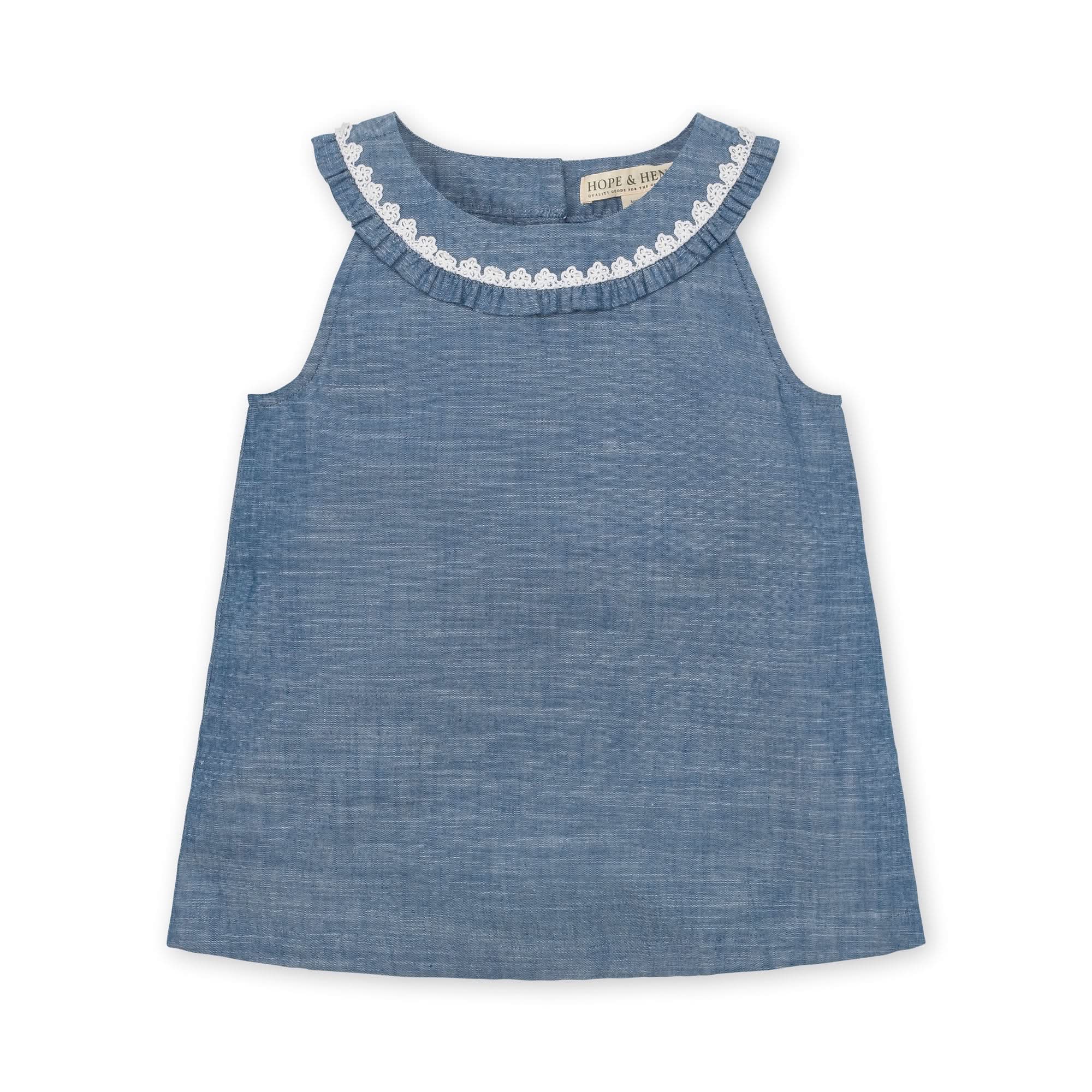 Ruffle Collar Chambray Top (2T-12)