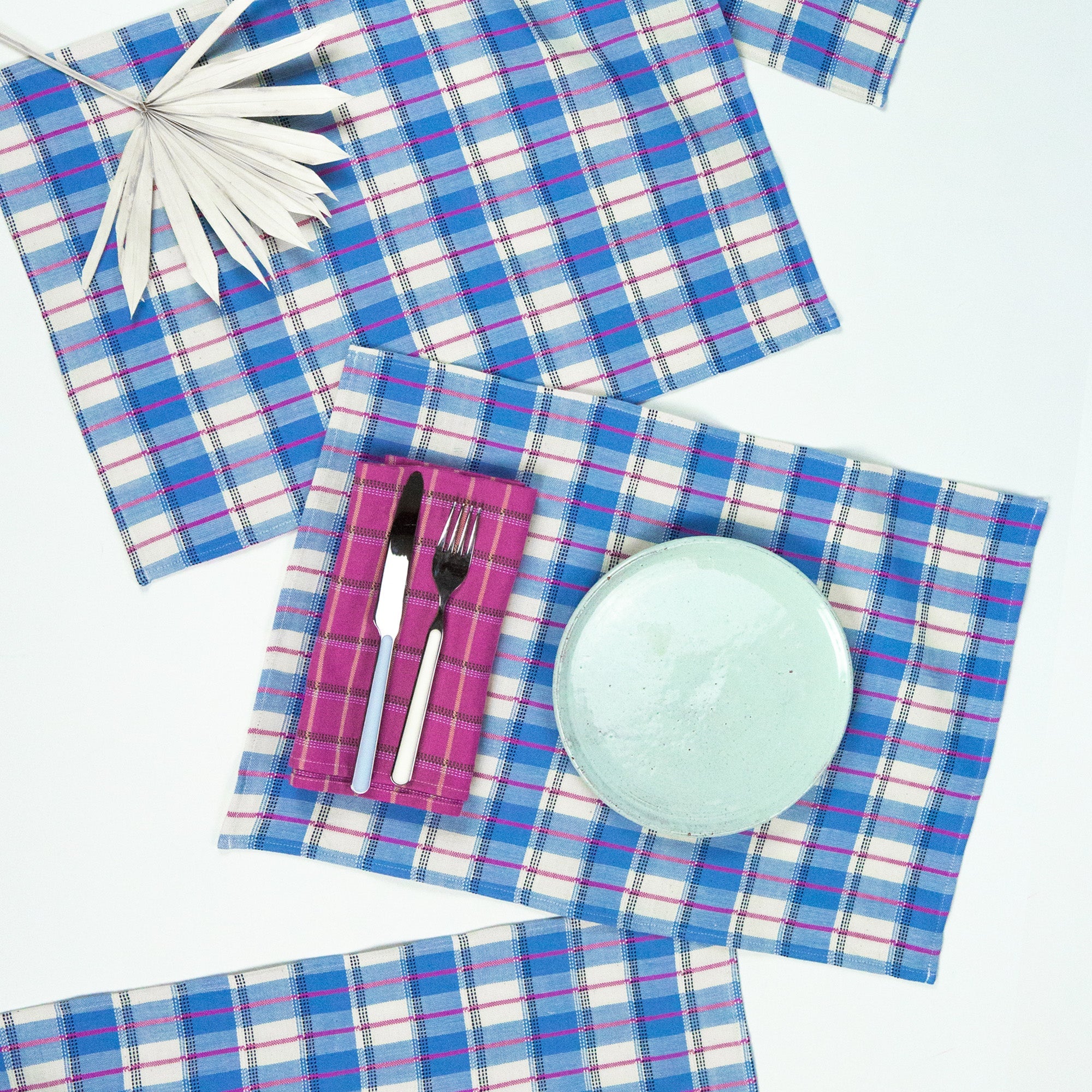 San Andres Gingham Placemat (Blue & White)