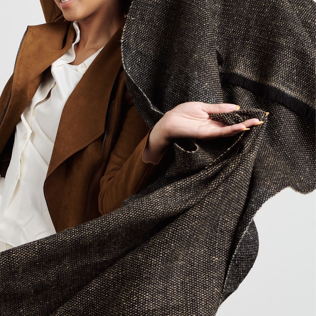 Graphite Black Brown Plush Soft Large Handloom Merino Scarf