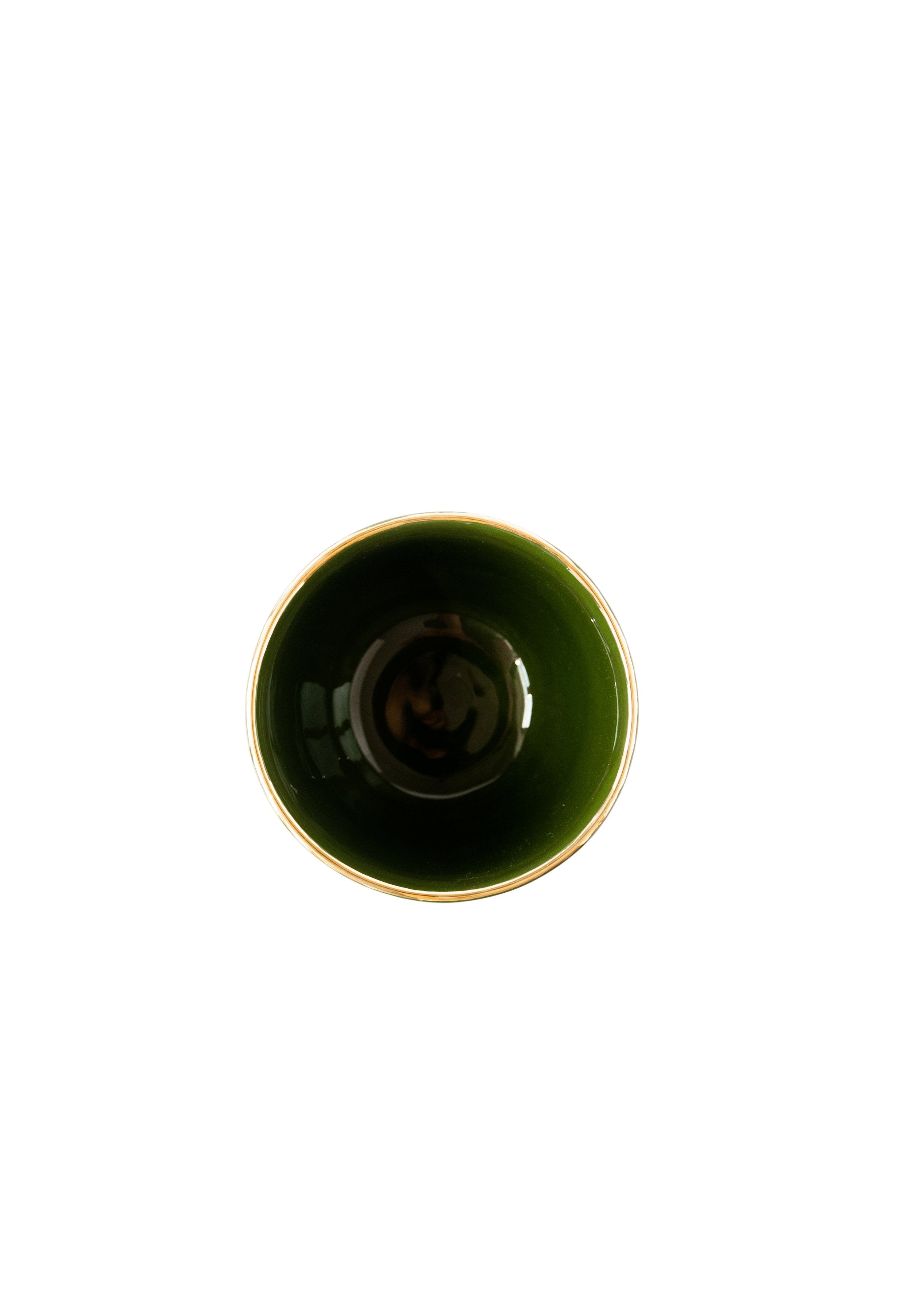 Porcelain Coffee Cup with Gold Rim (Green)