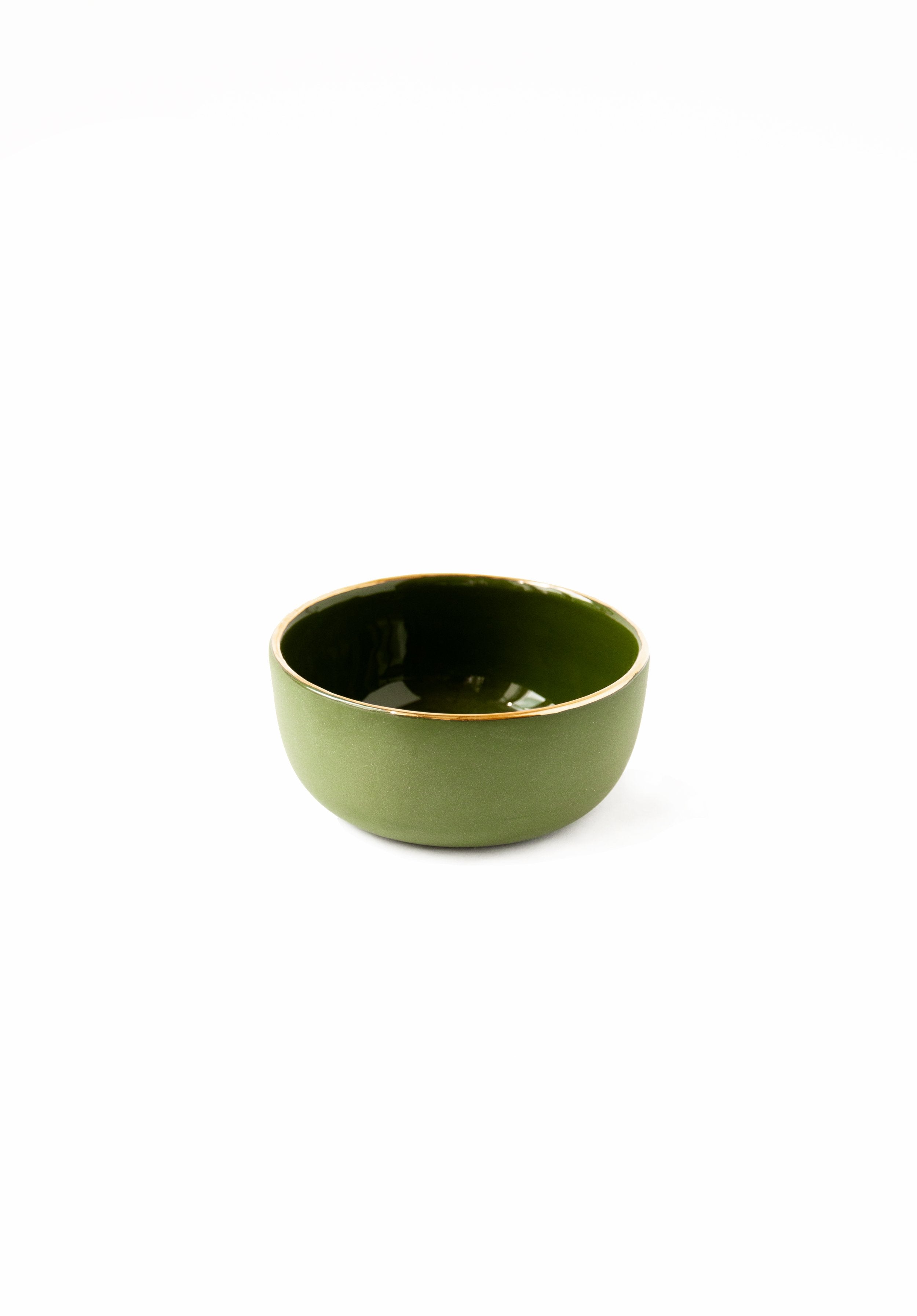 Porcelain Pinch Bowl with Gold Rim (Green)