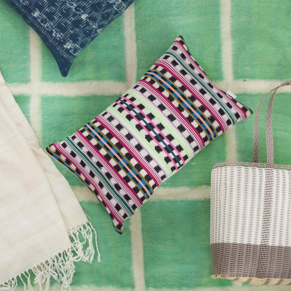 Momos Grid Blanket (White & Green)