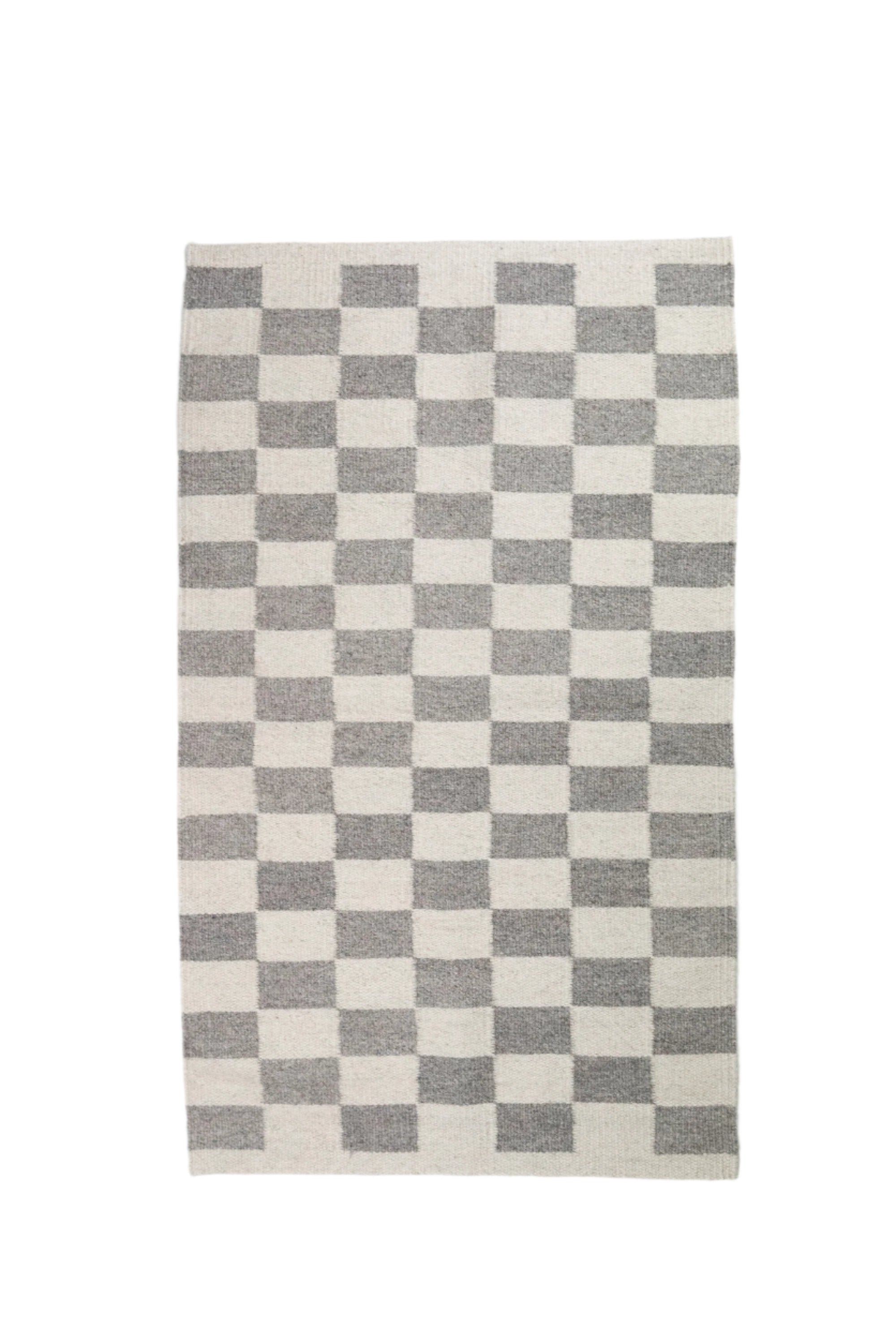 Zapotec Checkered Rug (Grey & Ivory)