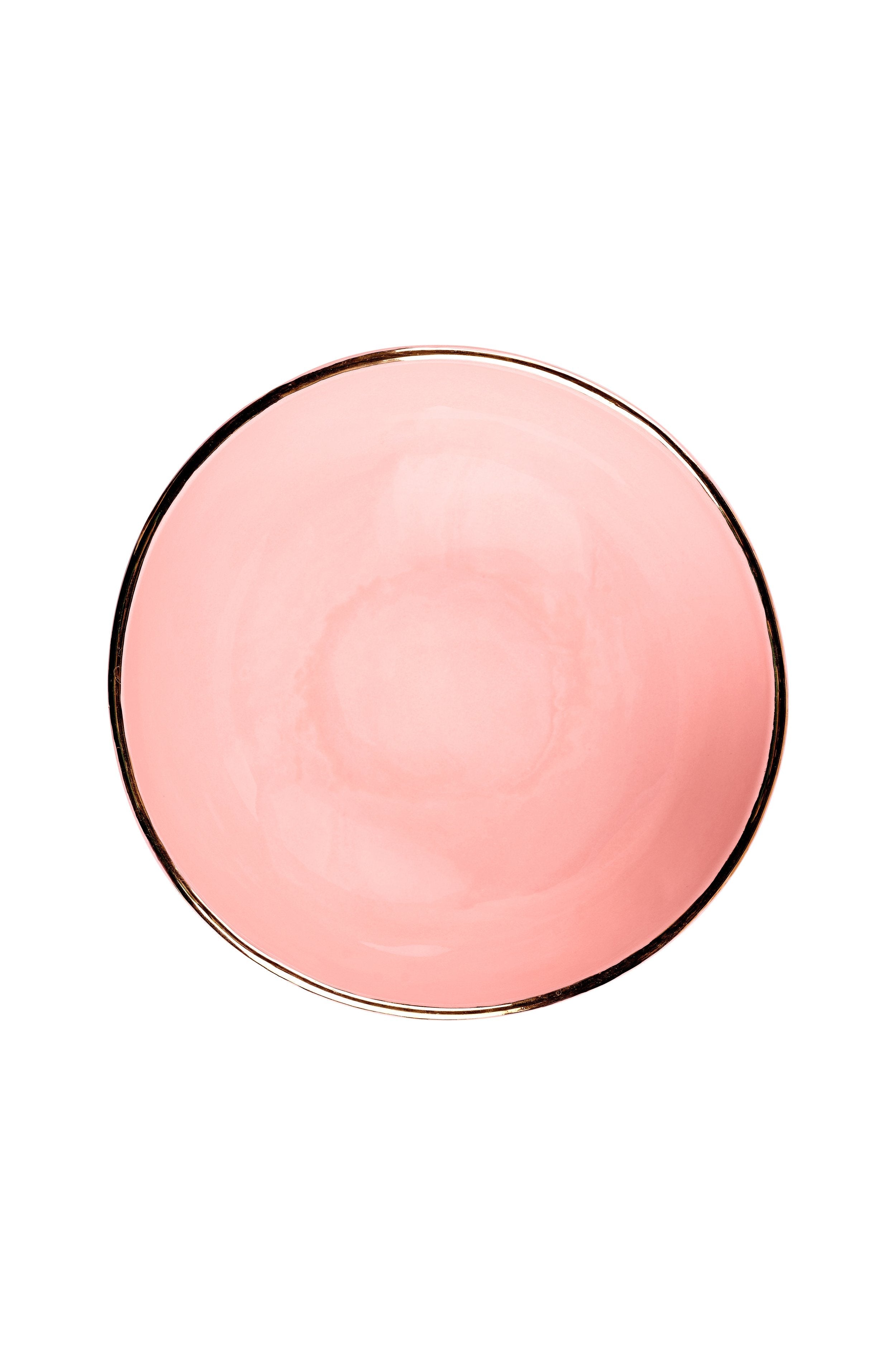 Porcelain Salad Serving Bowl with Gold Rim (Powder Pink)