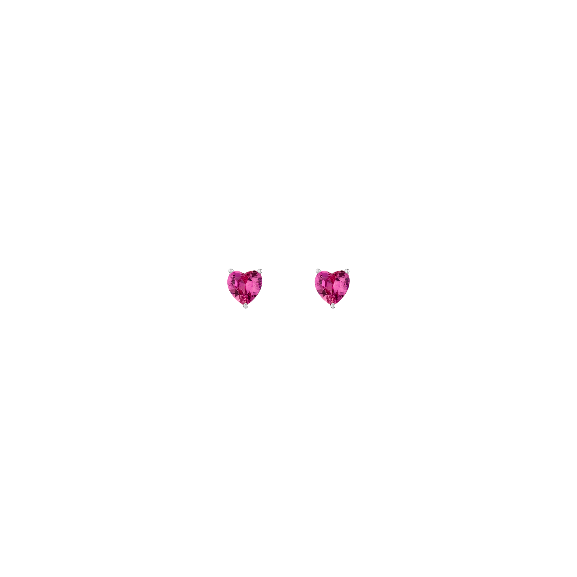 Lab Grown Pink Sapphire Heart Stud Earrings