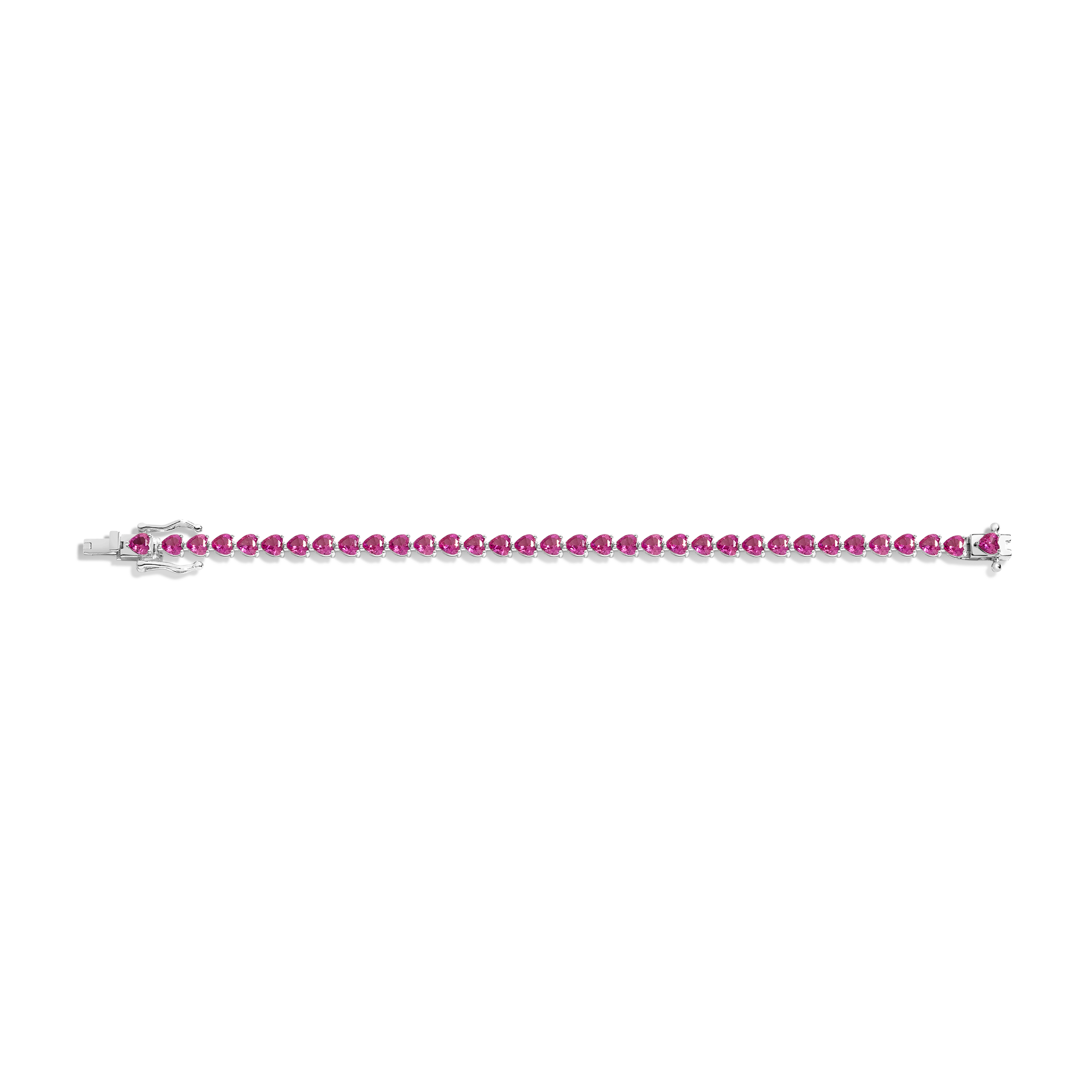 Lab Grown Pink Sapphire Heart Tennis Bracelet