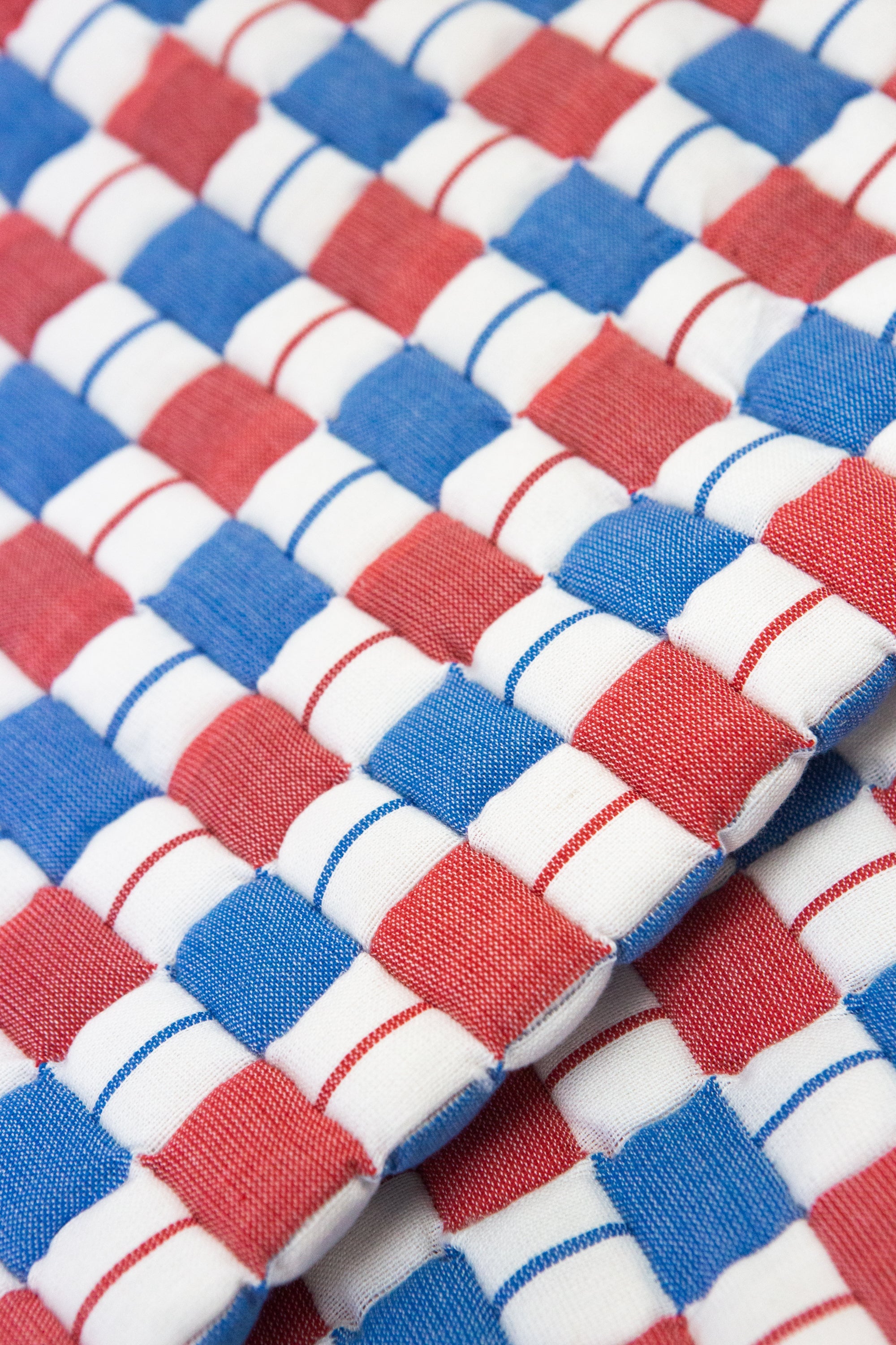 Quilted Sujani Throw Blanket (Red & Blue)