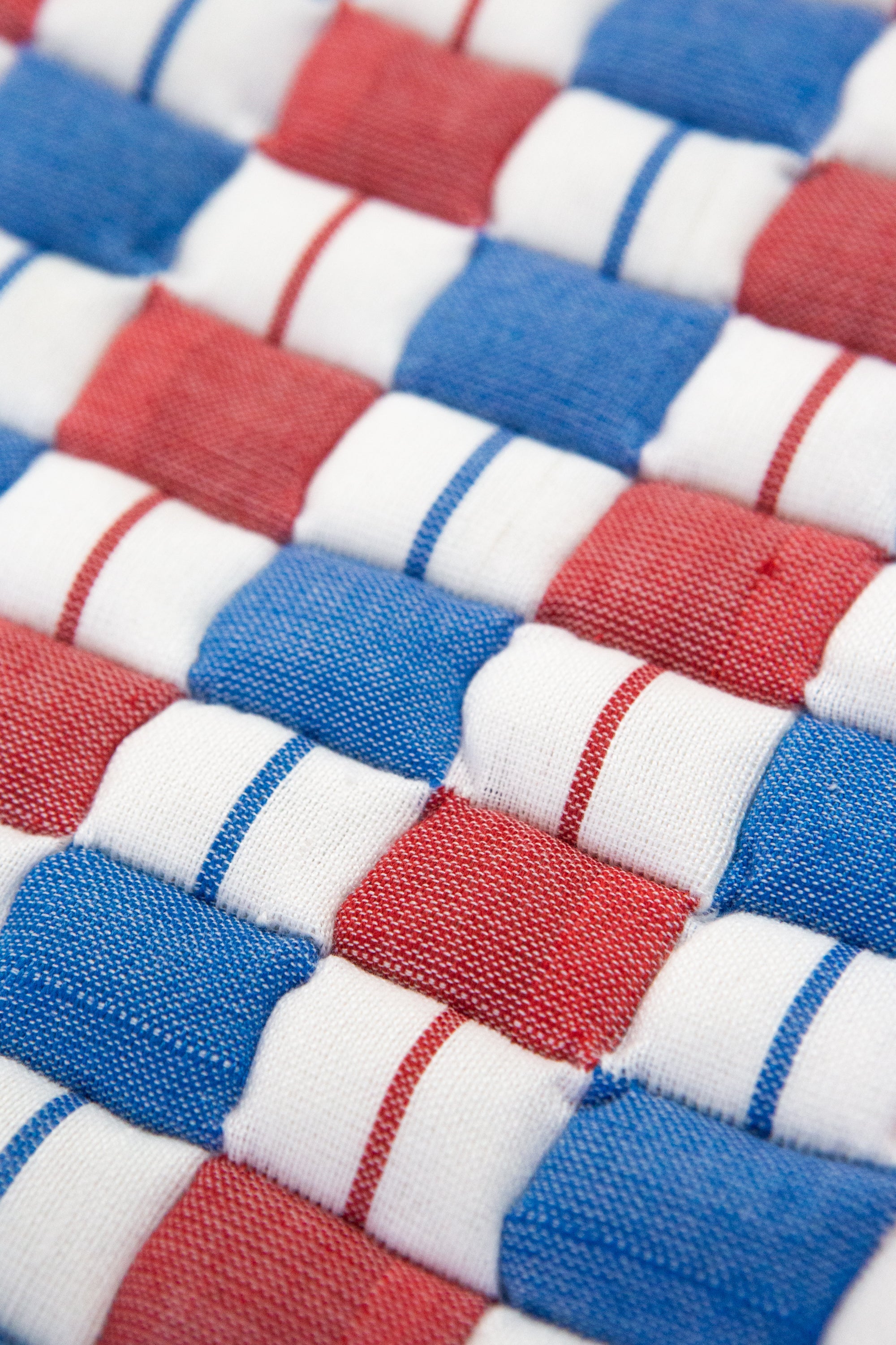 Quilted Sujani Throw Blanket (Red & Blue)