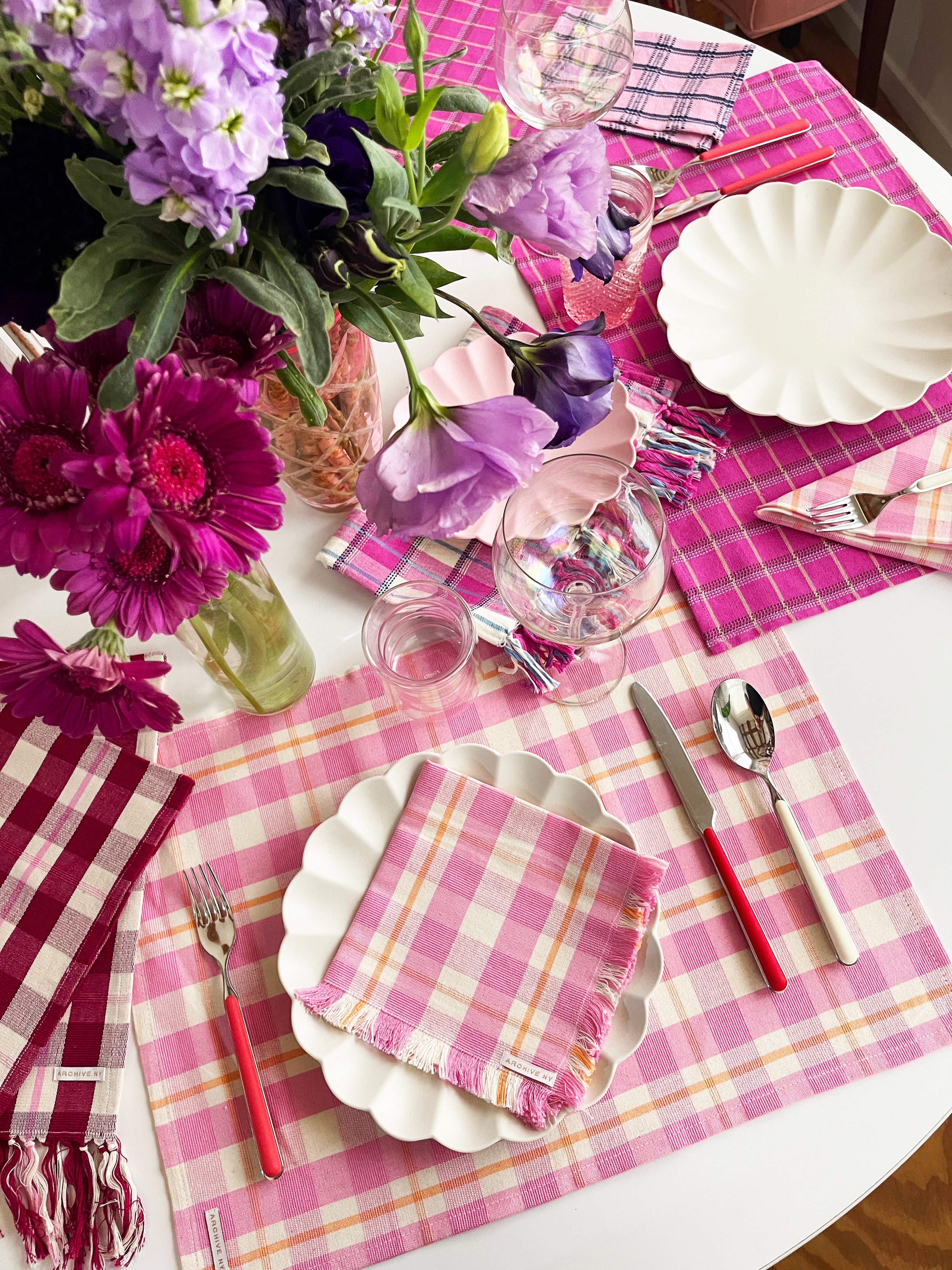 Abigail Plaid Placemat (Bubblegum)