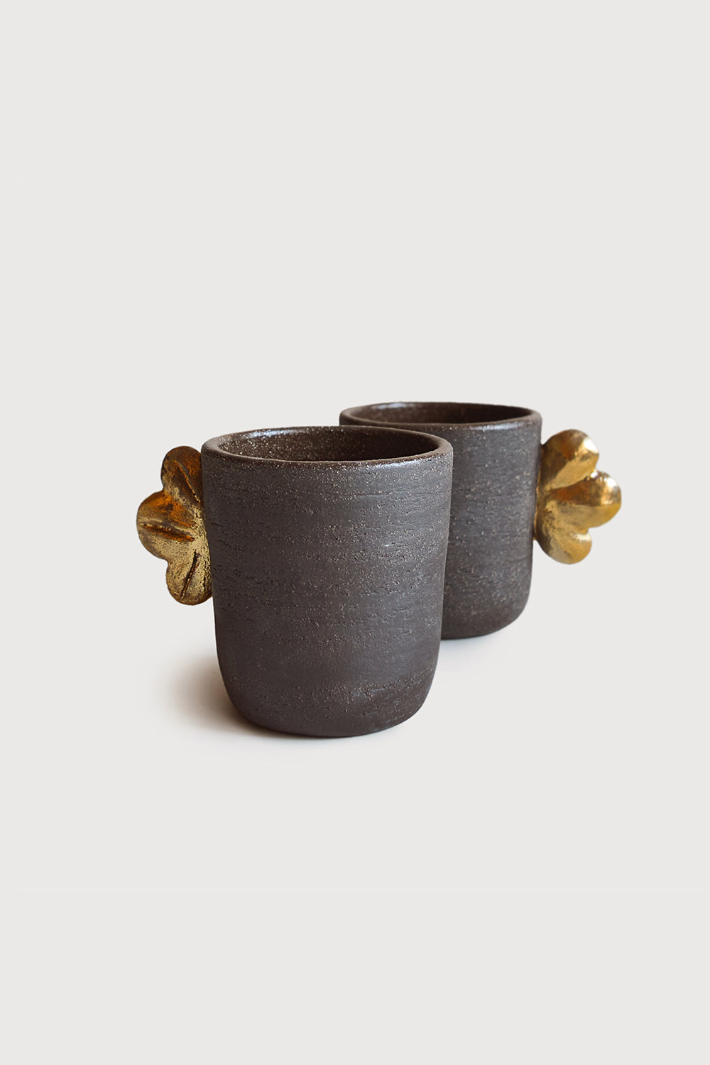 Stoneware Coffee Cup (Pumpernickel with Gold Wing)