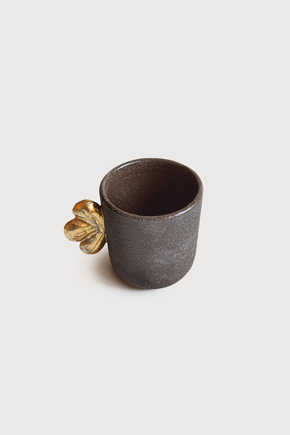 Stoneware Coffee Cup (Pumpernickel with Gold Wing)
