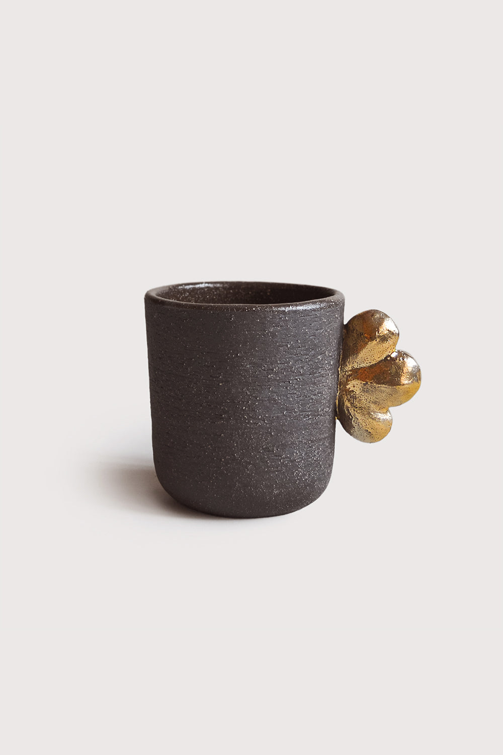 Stoneware Coffee Cup (Pumpernickel with Gold Wing)