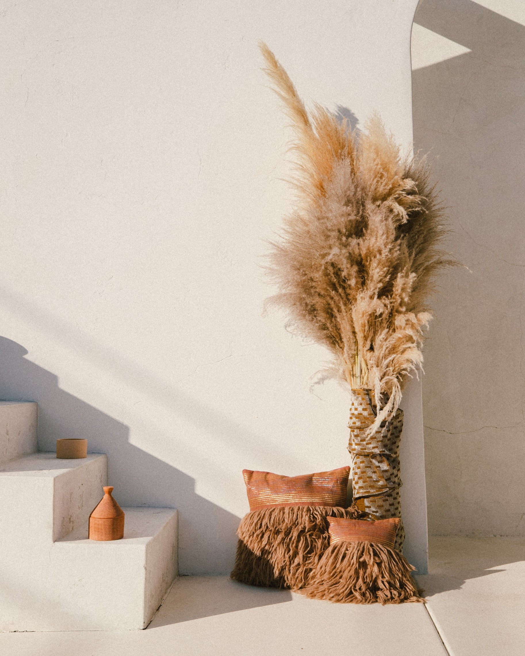 Wugo Throw Pillow (Dusty Pink Stripe/Andes Sand)