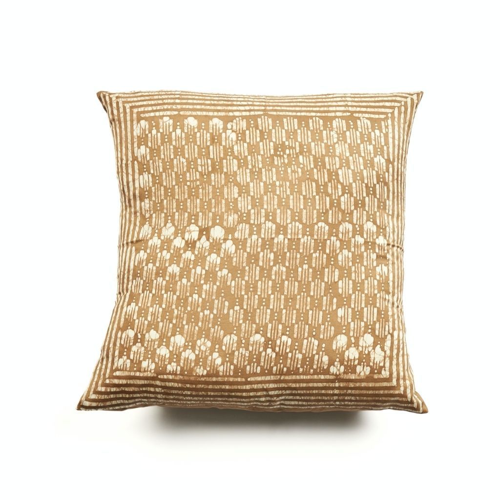 Oasis Wax Block Print Mulberry Silk Pillow (Gold)