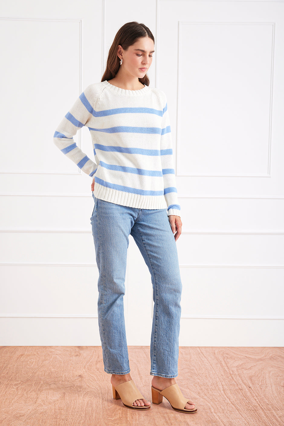 Stripe Sloane Crewneck (Coastal Blue)