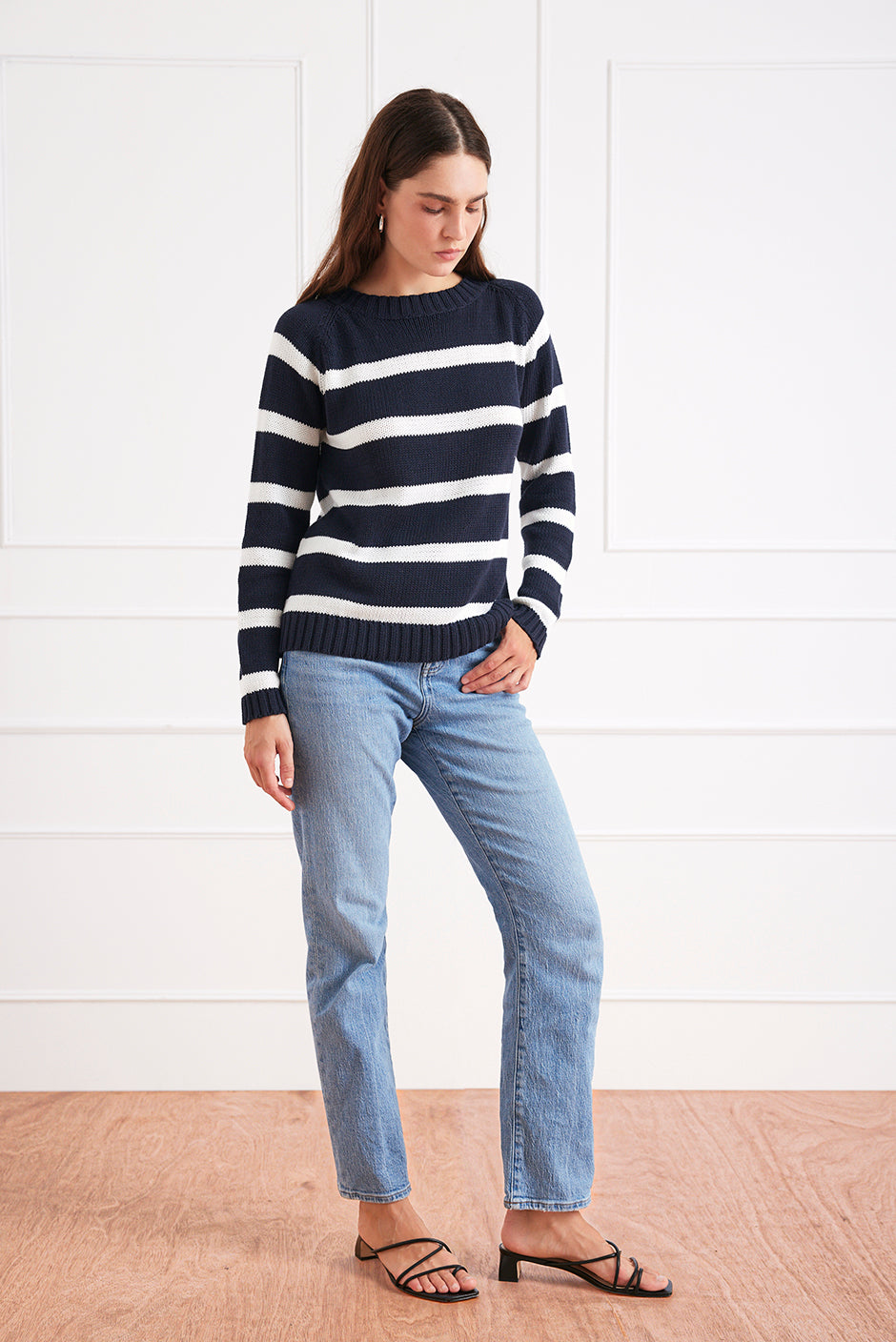 Stripe Sloane Crewneck (Midnight Navy)