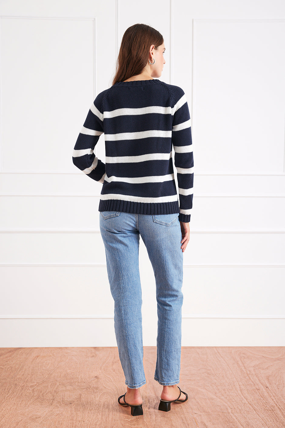 Stripe Sloane Crewneck (Midnight Navy)
