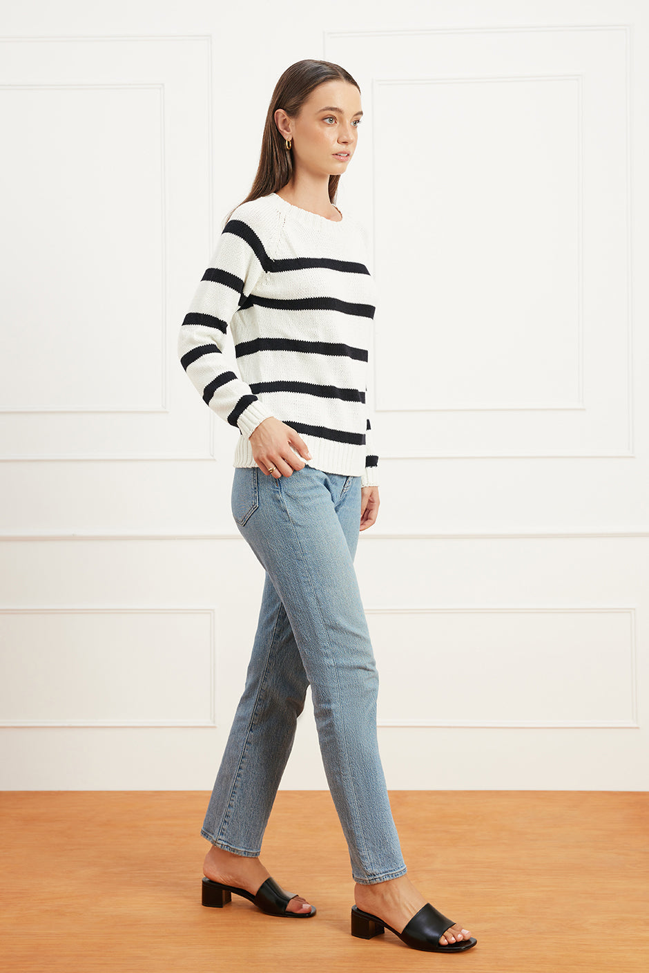 Stripe Sloane Crewneck (Off White)
