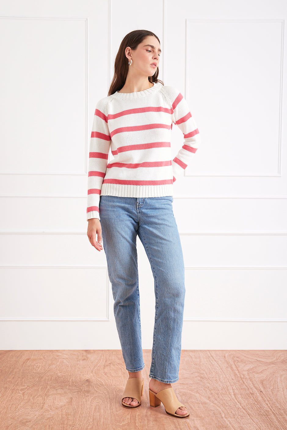 Stripe Sloane Crewneck (Raspberry)