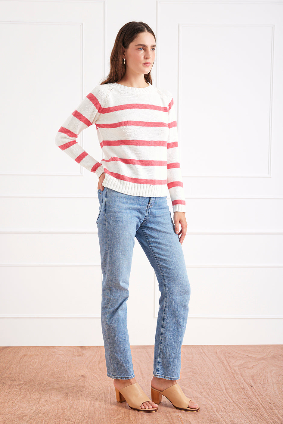 Stripe Sloane Crewneck (Raspberry)