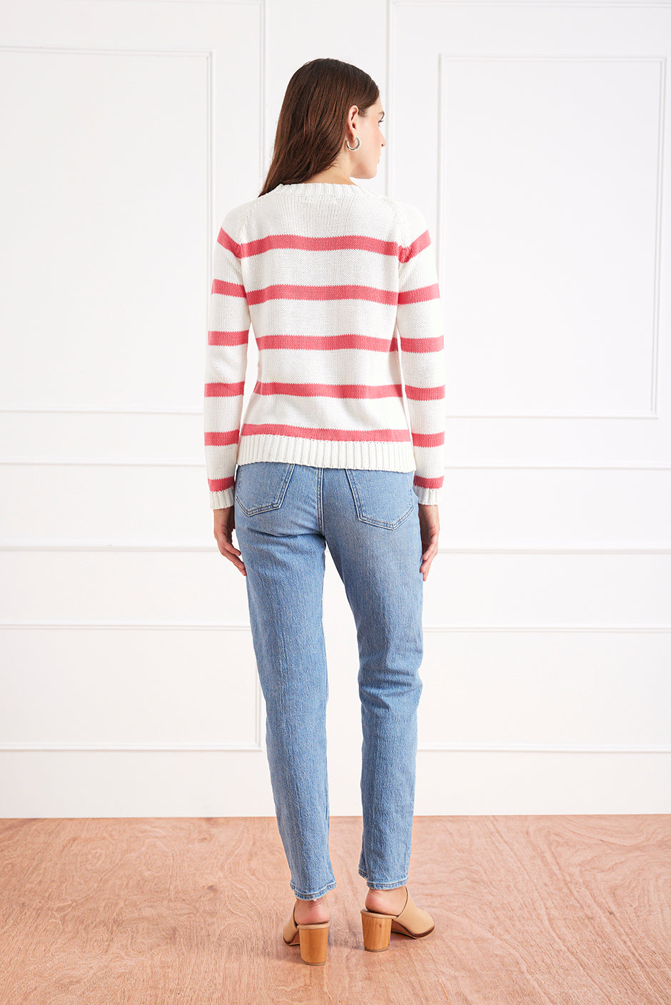 Stripe Sloane Crewneck (Raspberry)