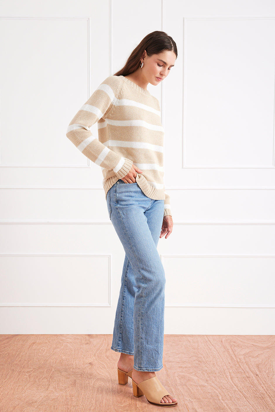 Stripe Sloane Crewneck (Sand Dune)