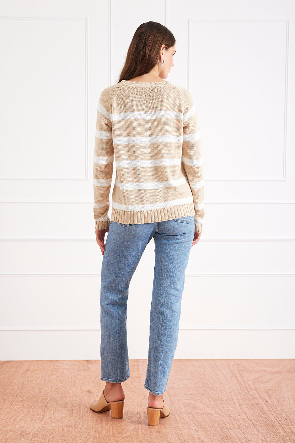 Stripe Sloane Crewneck (Sand Dune)