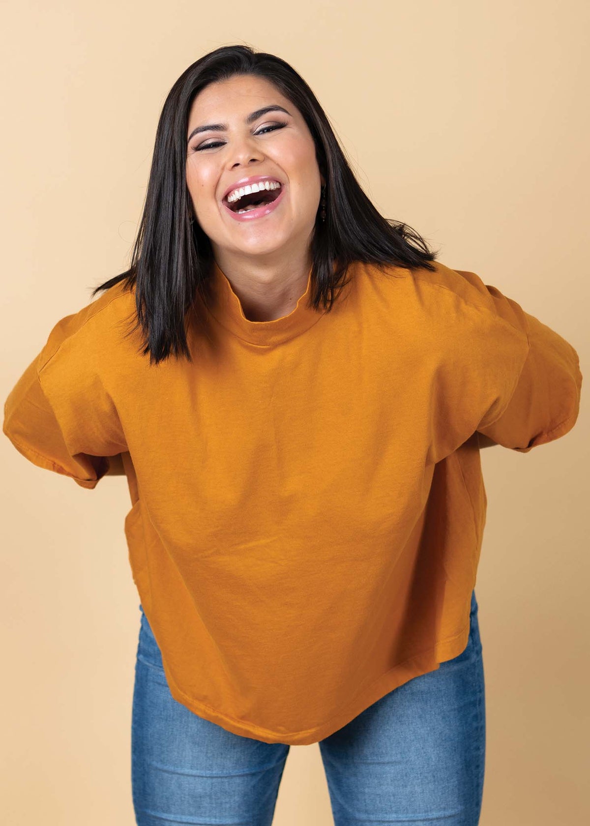 Mare Mock Neck Top (Marigold)