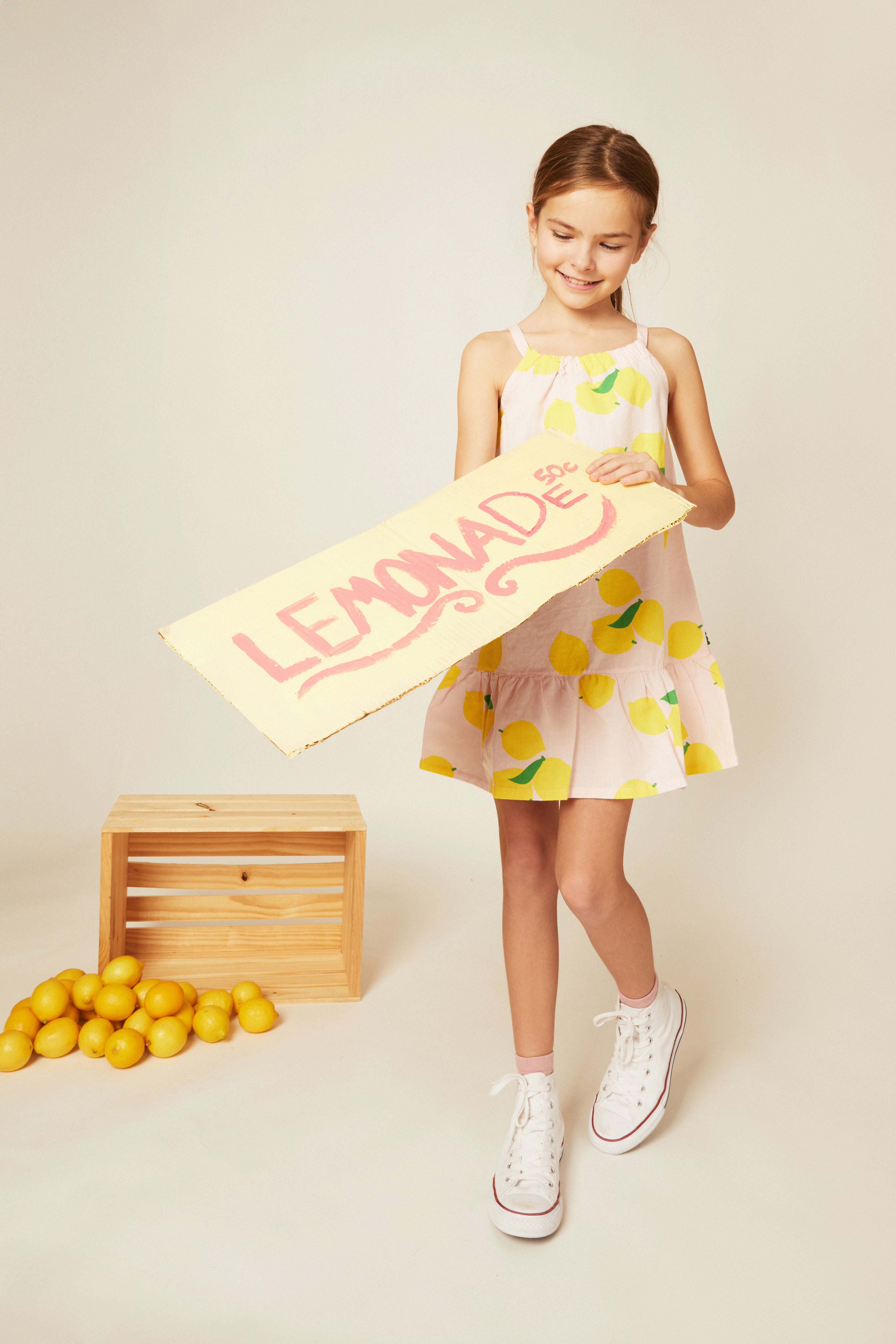 Lemon Strappy Kid Dress
