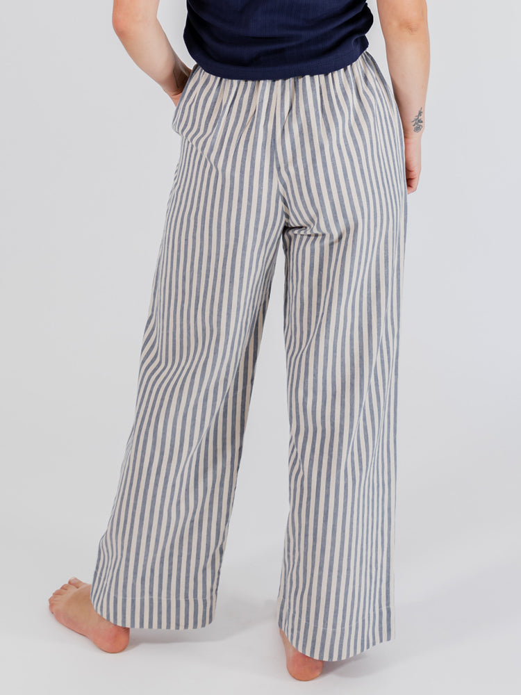 Emmy Drawstring Pant (Pinstripe Blue)