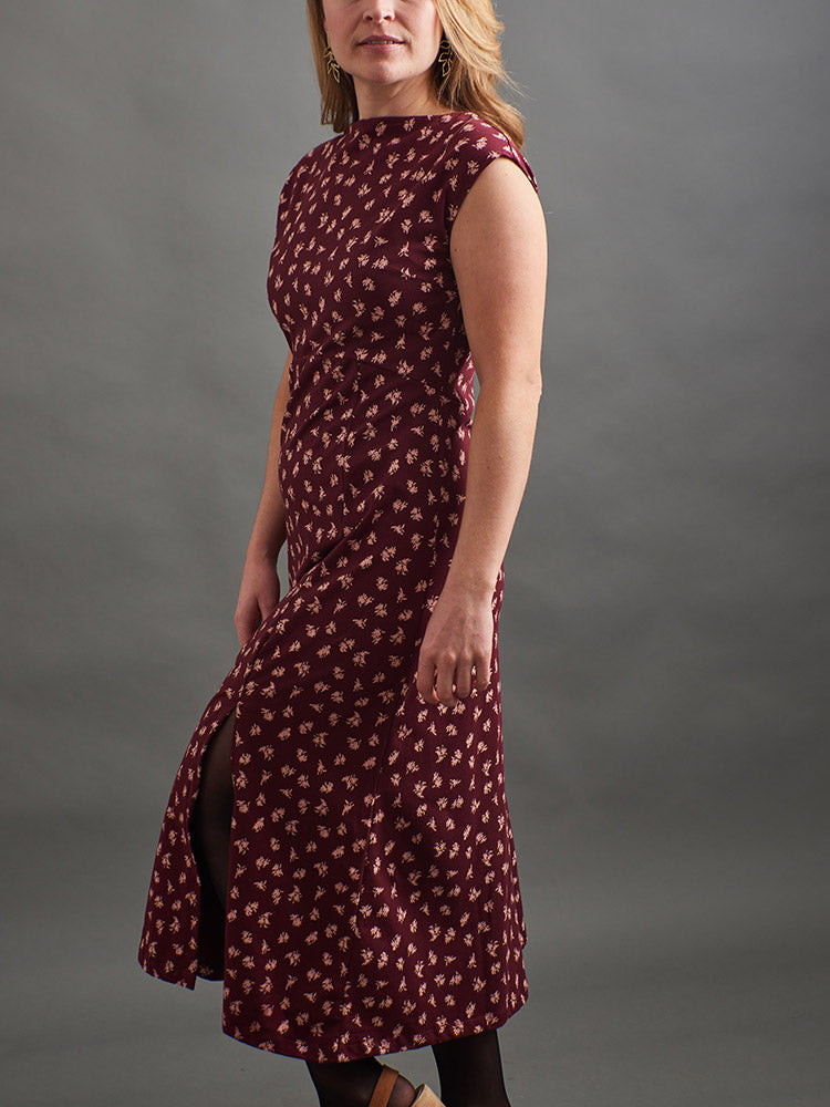 Elise Sheath Dress (Burgundy Bouquet)