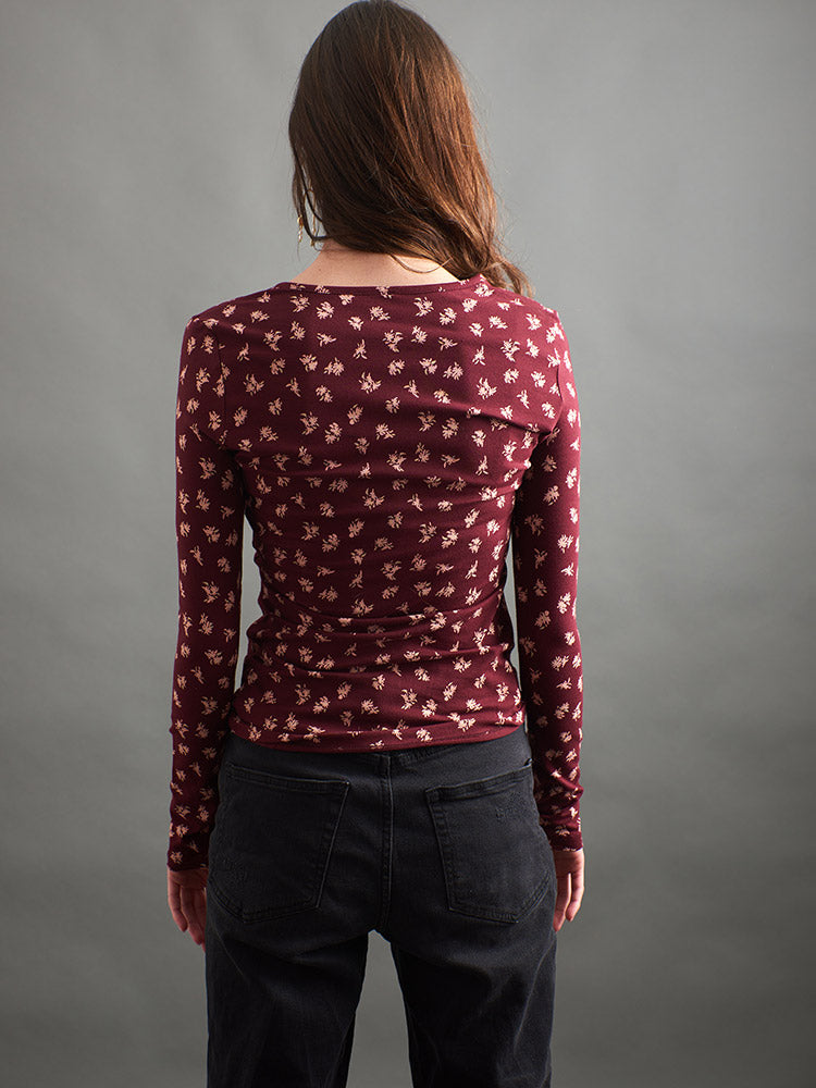 Gillian Wrap Top (Burgundy Bouquet)