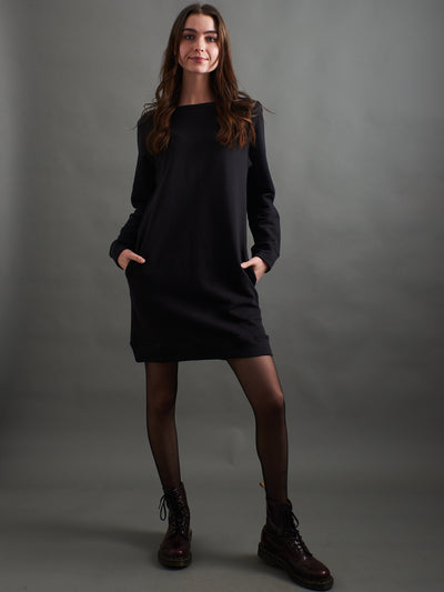 Sweatshirt Dress (Black Loop Knit)