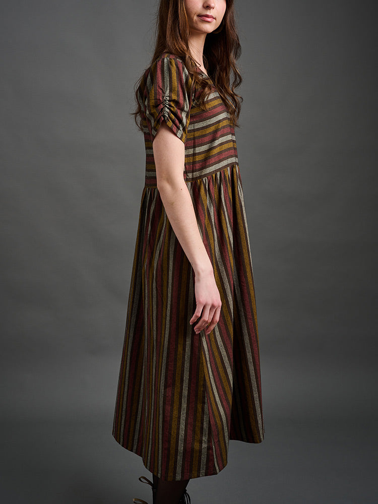 Kavita Dress (Chocolate Stripe)