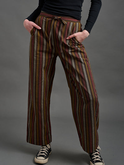 Emmy Drawstring Pant (Chocolate Stripe)