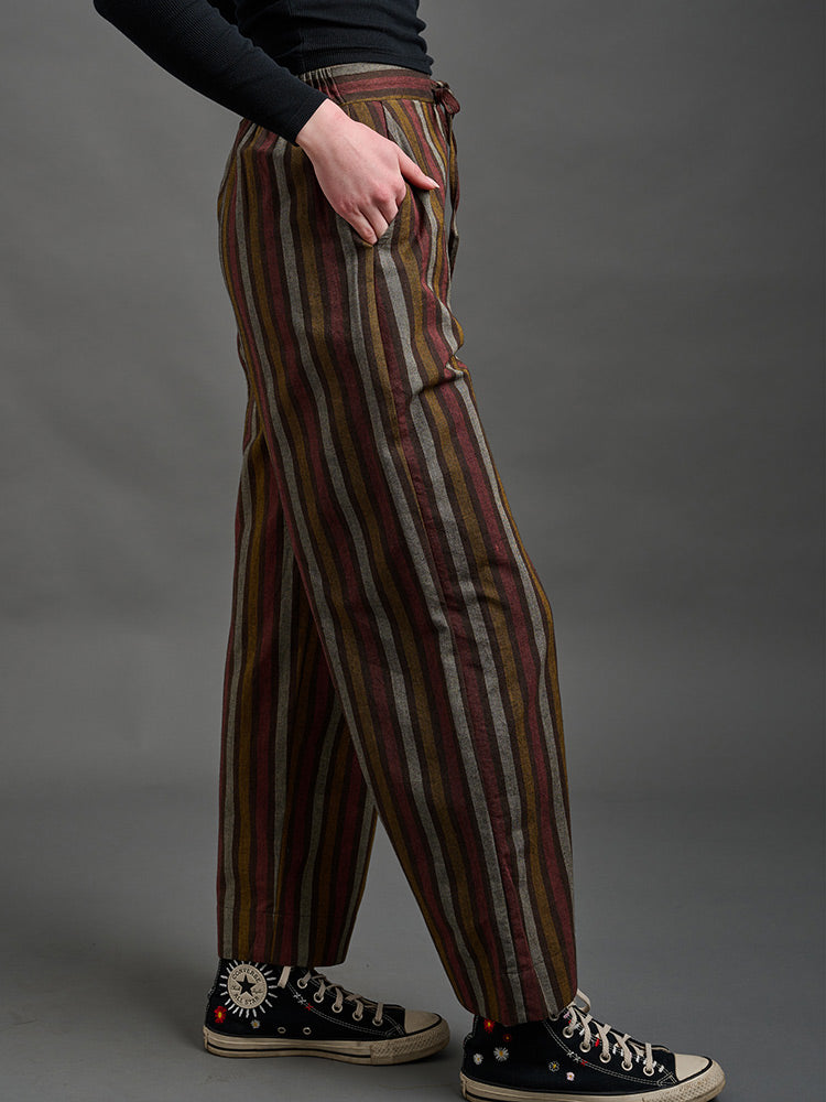 Emmy Drawstring Pant (Chocolate Stripe)