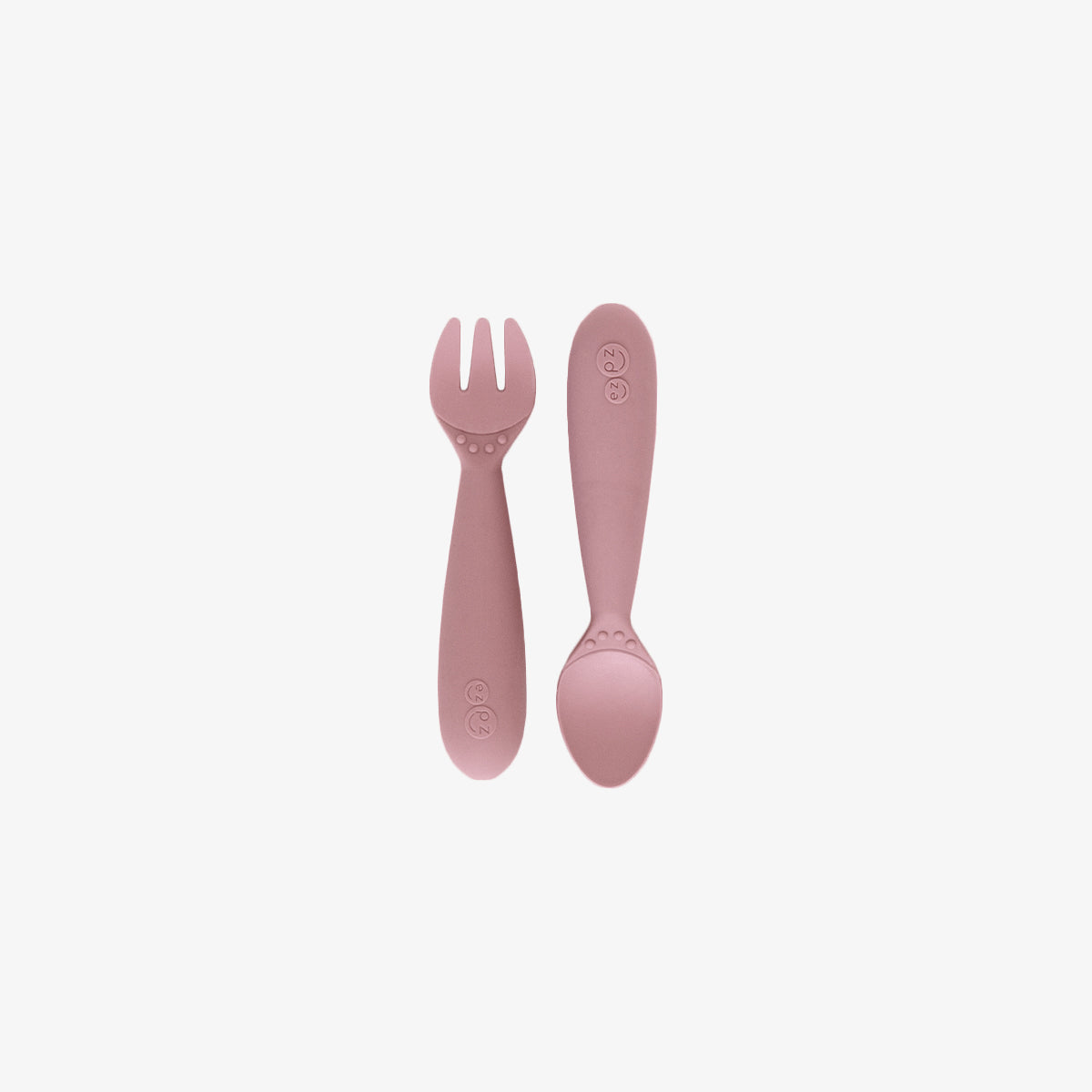 Mini Utensils in Blush by ezpz / Sensory Silicone Fork & Spoon for Toddlers #color_blush