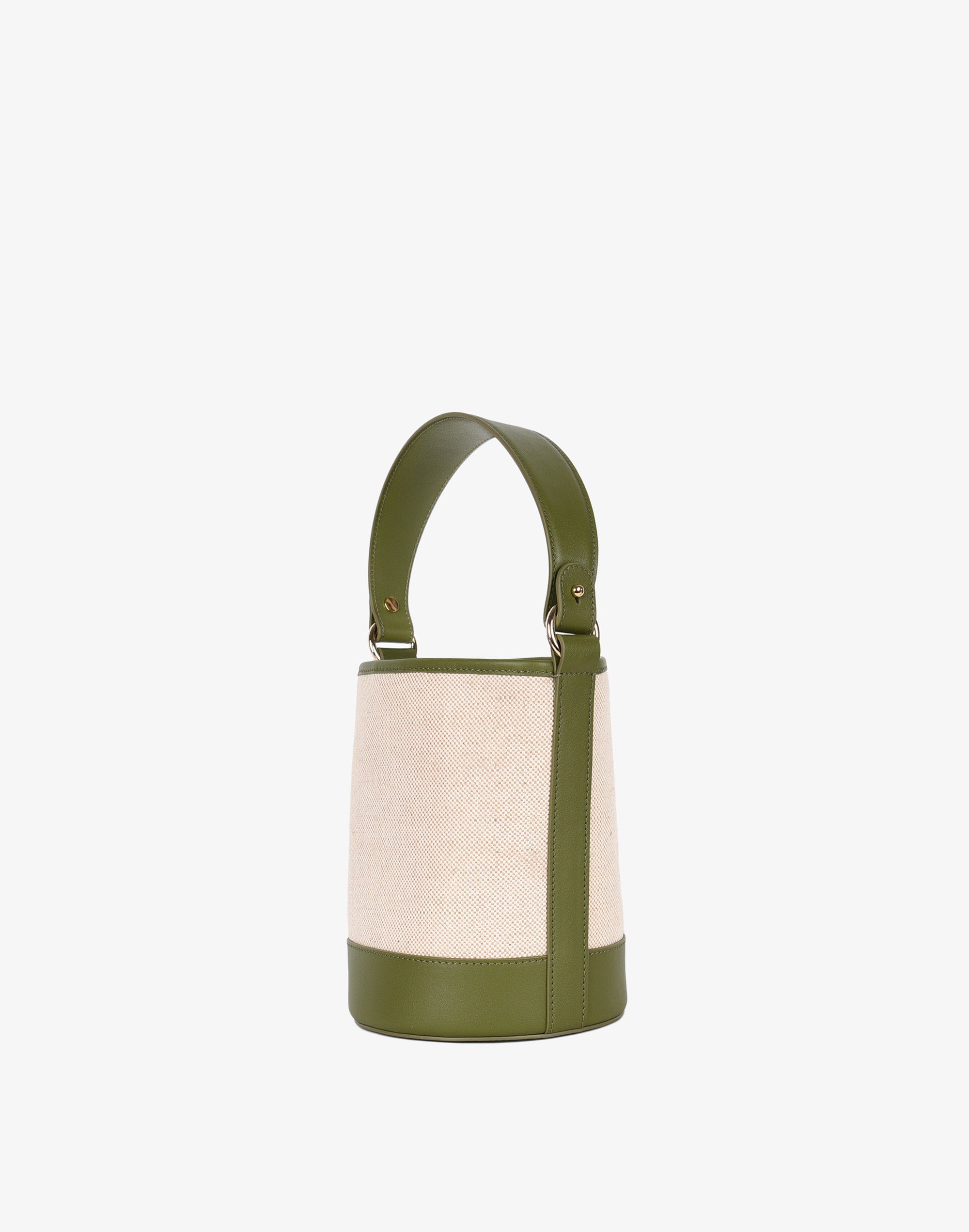 Canvas Mini Bucket Bag (Linen/Olive)