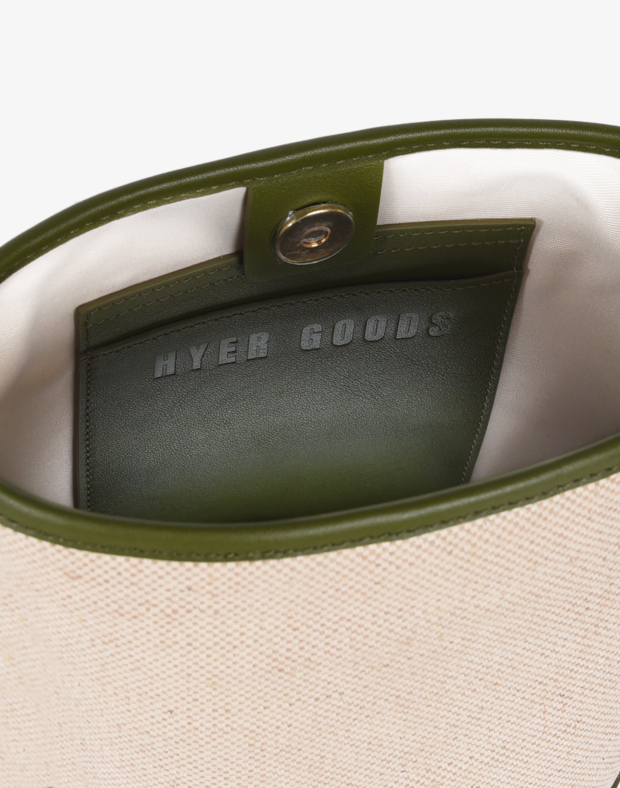 Canvas Mini Bucket Bag (Linen/Olive)