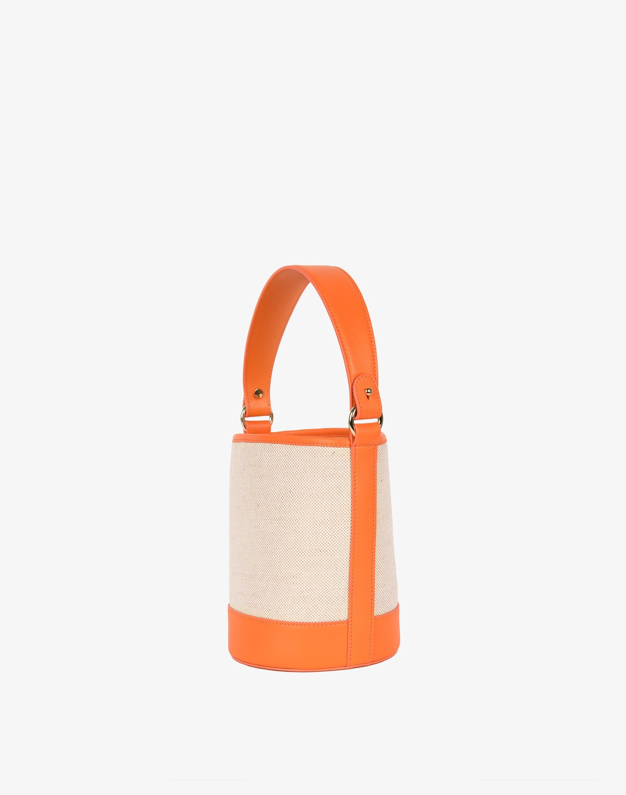 Canvas Mini Bucket Bag (Linen/Orange)