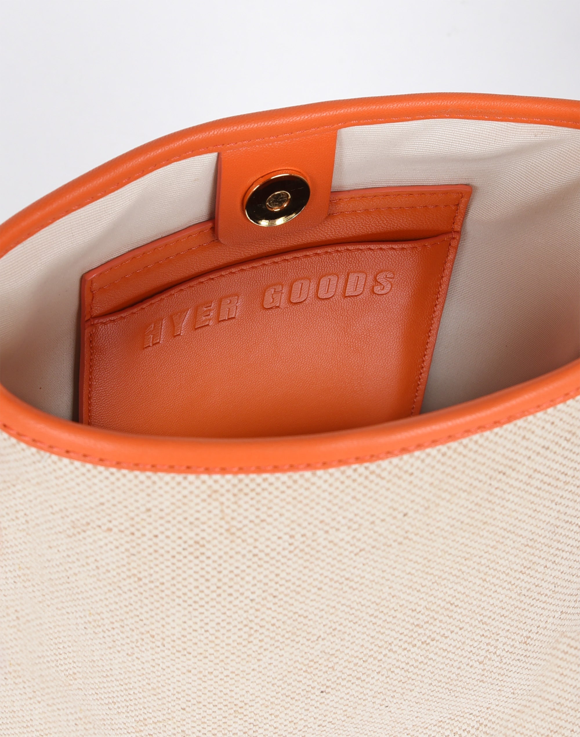 Canvas Mini Bucket Bag (Linen/Orange)