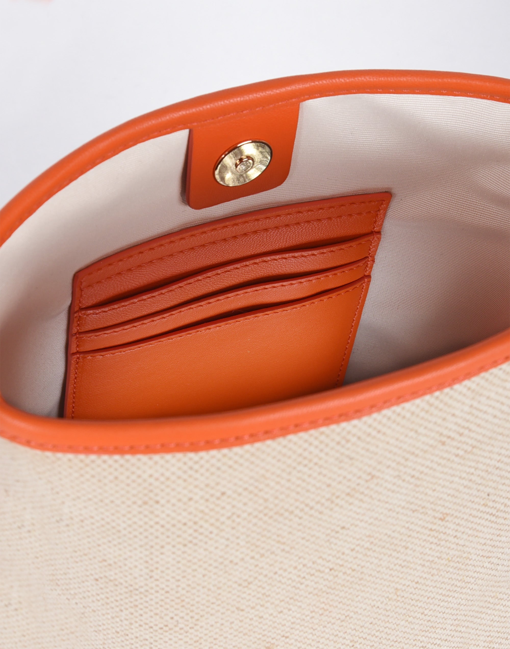 Canvas Mini Bucket Bag (Linen/Orange)