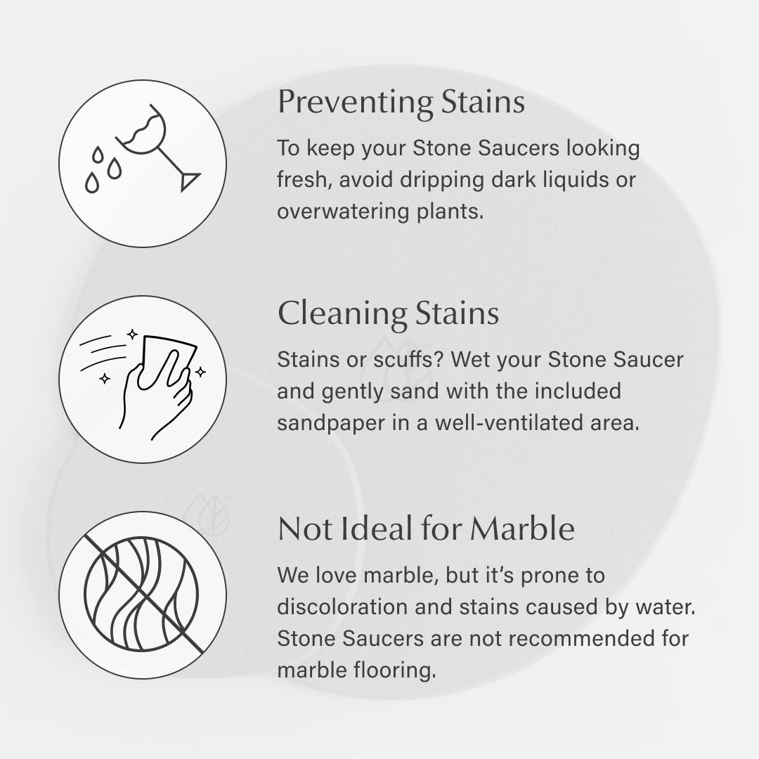 graphic explaining how to care and prevent stains on dorai products