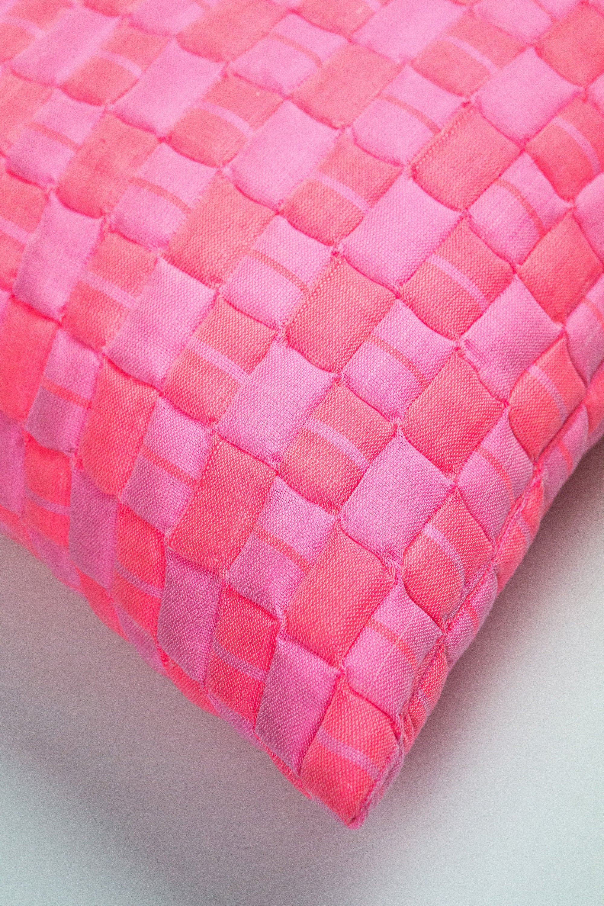Sujani Quilted Pillow (Neon Pink)