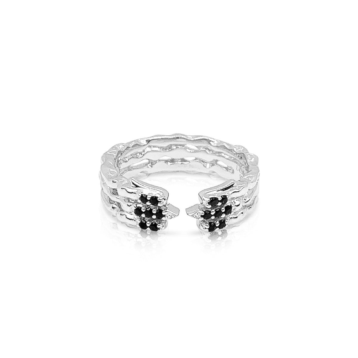 Onyx Phoenix Band Ring Silver