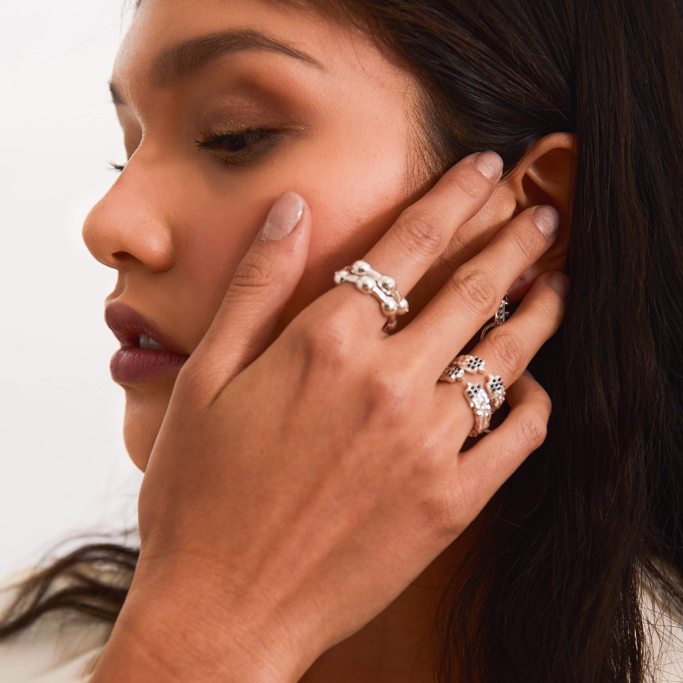 Onyx Phoenix Band Ring Silver