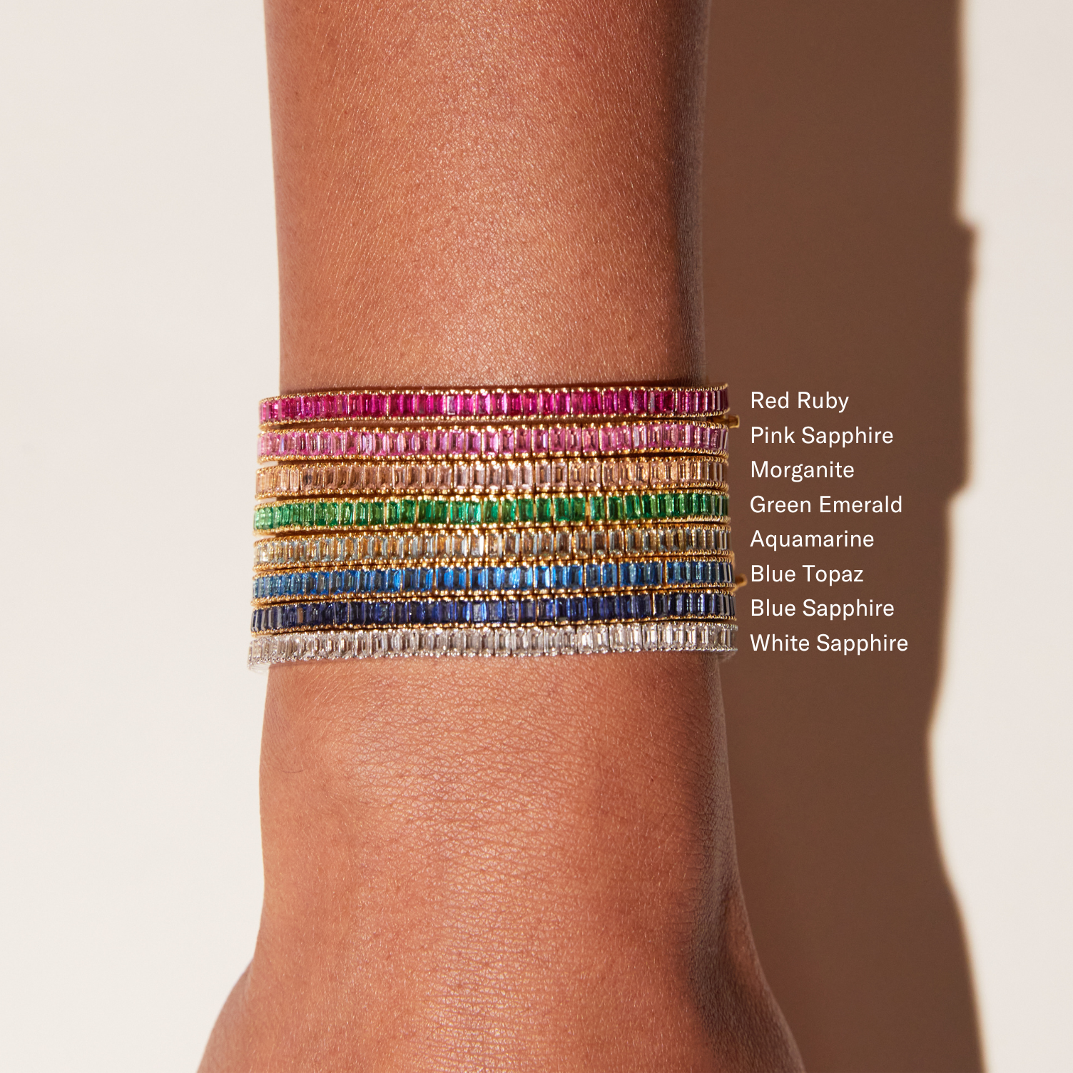 Lab Grown Pink Sapphire Baguette Tennis Bracelet