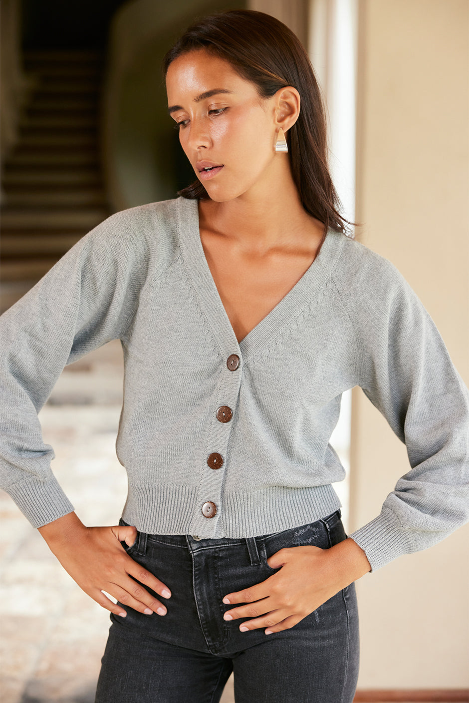 Greta Cardigan (Heather Grey)