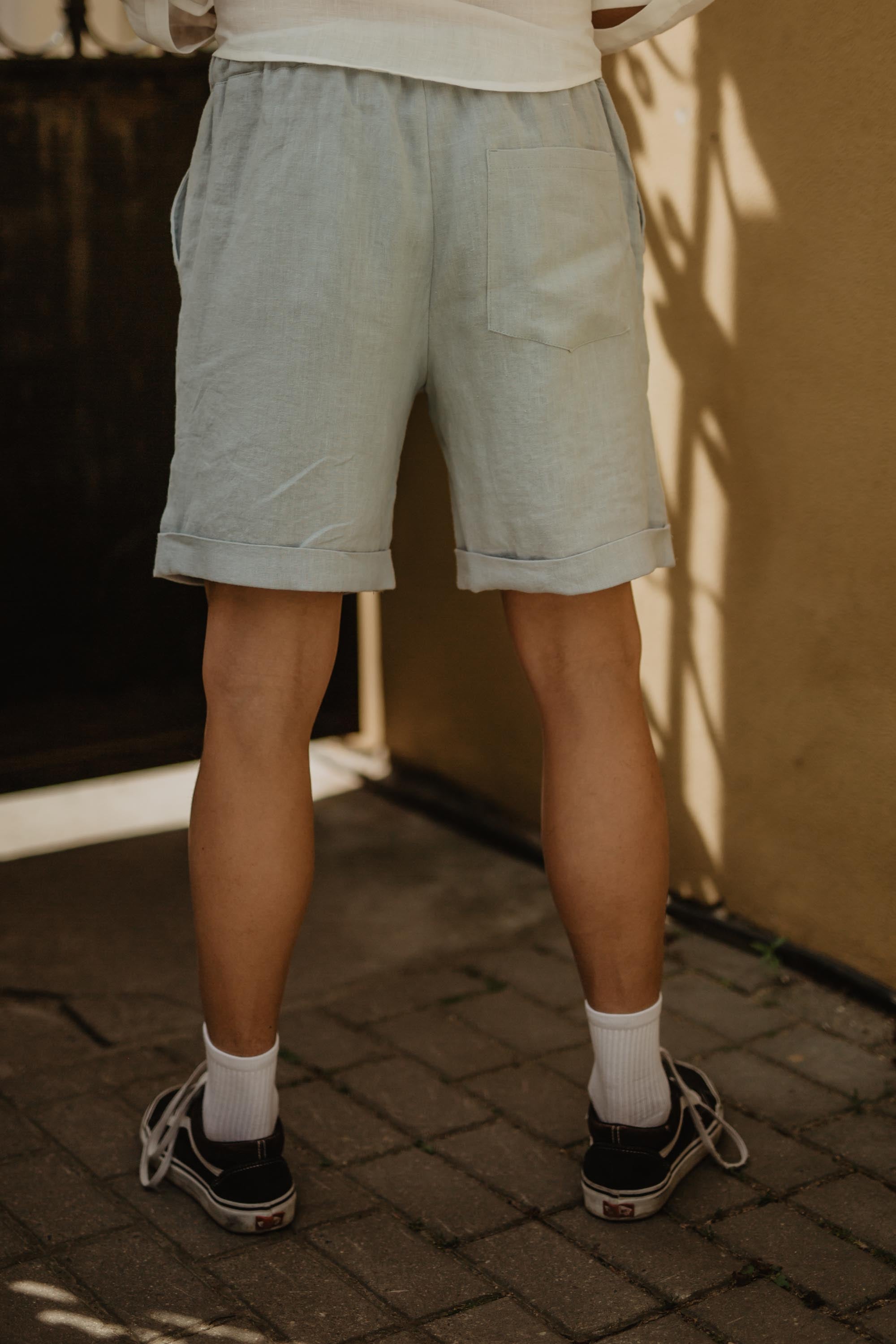 Ares Linen Shorts (Sage Green)